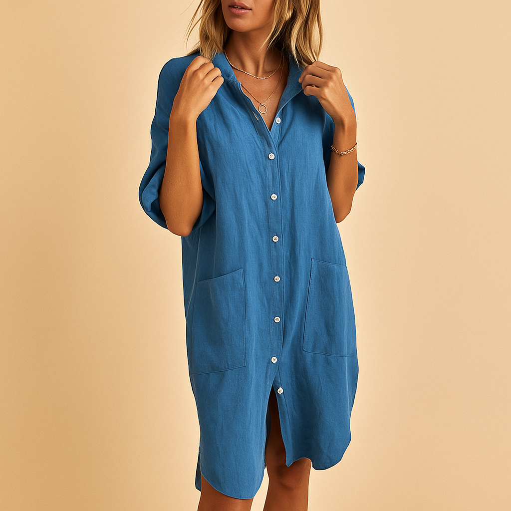 Casual shirt dress with pockets for women | Harper 1