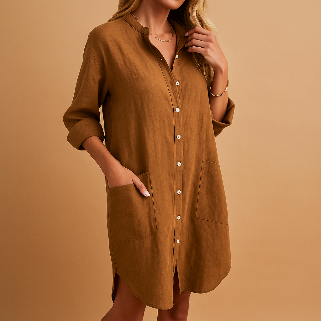 Casual shirt dress with pockets for women | Harper 3