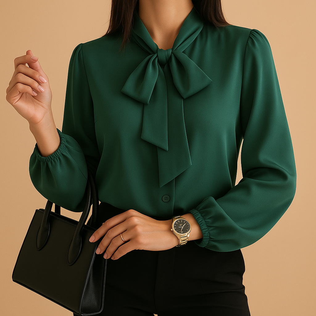 Chic bow-tie neck blouse for women | Clara 0
