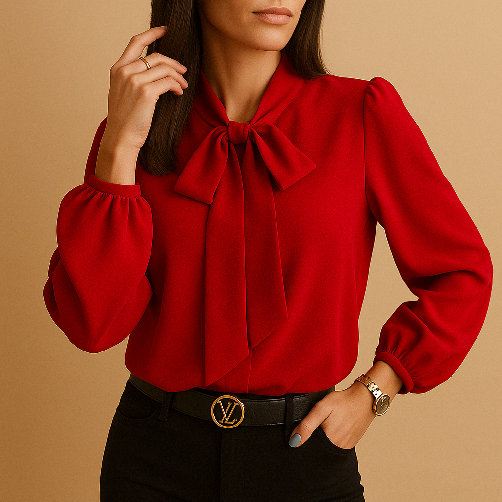 Chic bow-tie neck blouse for women | Clara 3