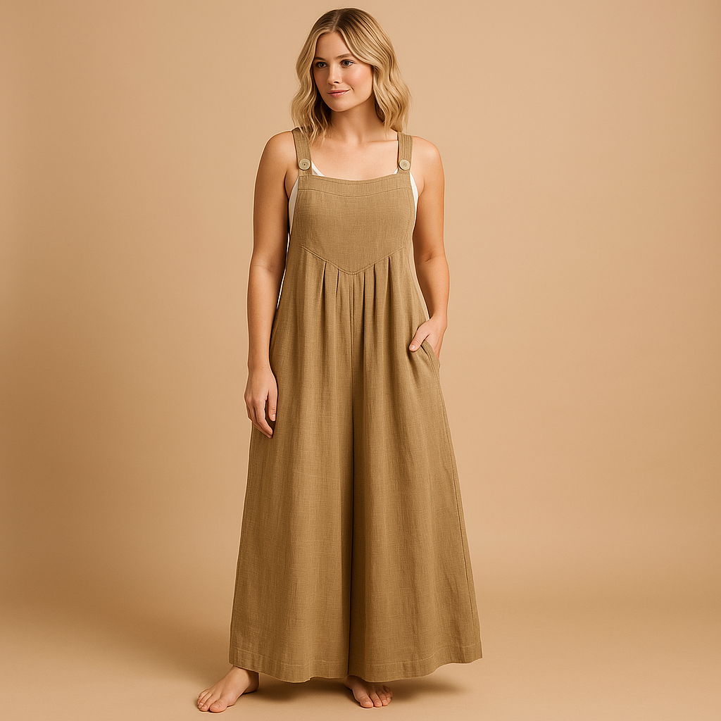 Cotton relaxed-fit dungaree jumpsuit for women | Alona 1