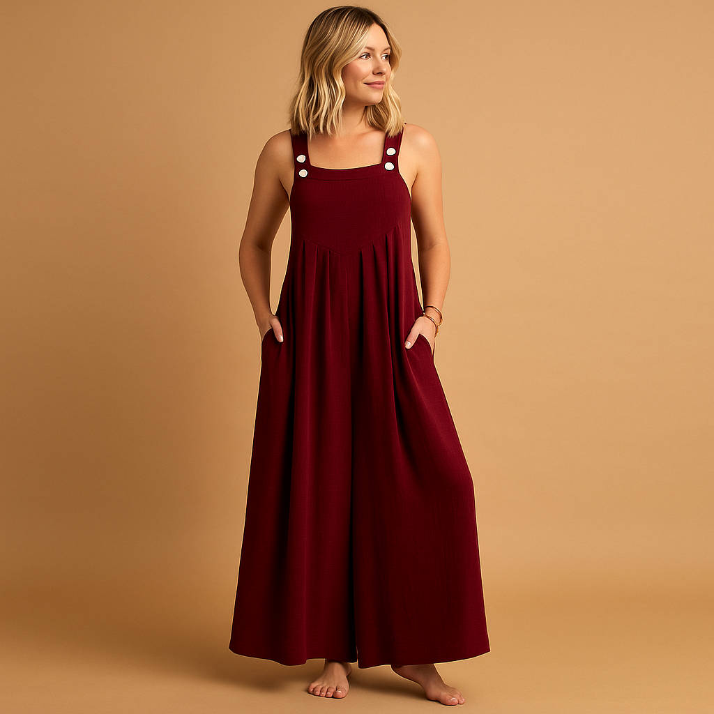 Cotton relaxed-fit dungaree jumpsuit for women | Alona 3