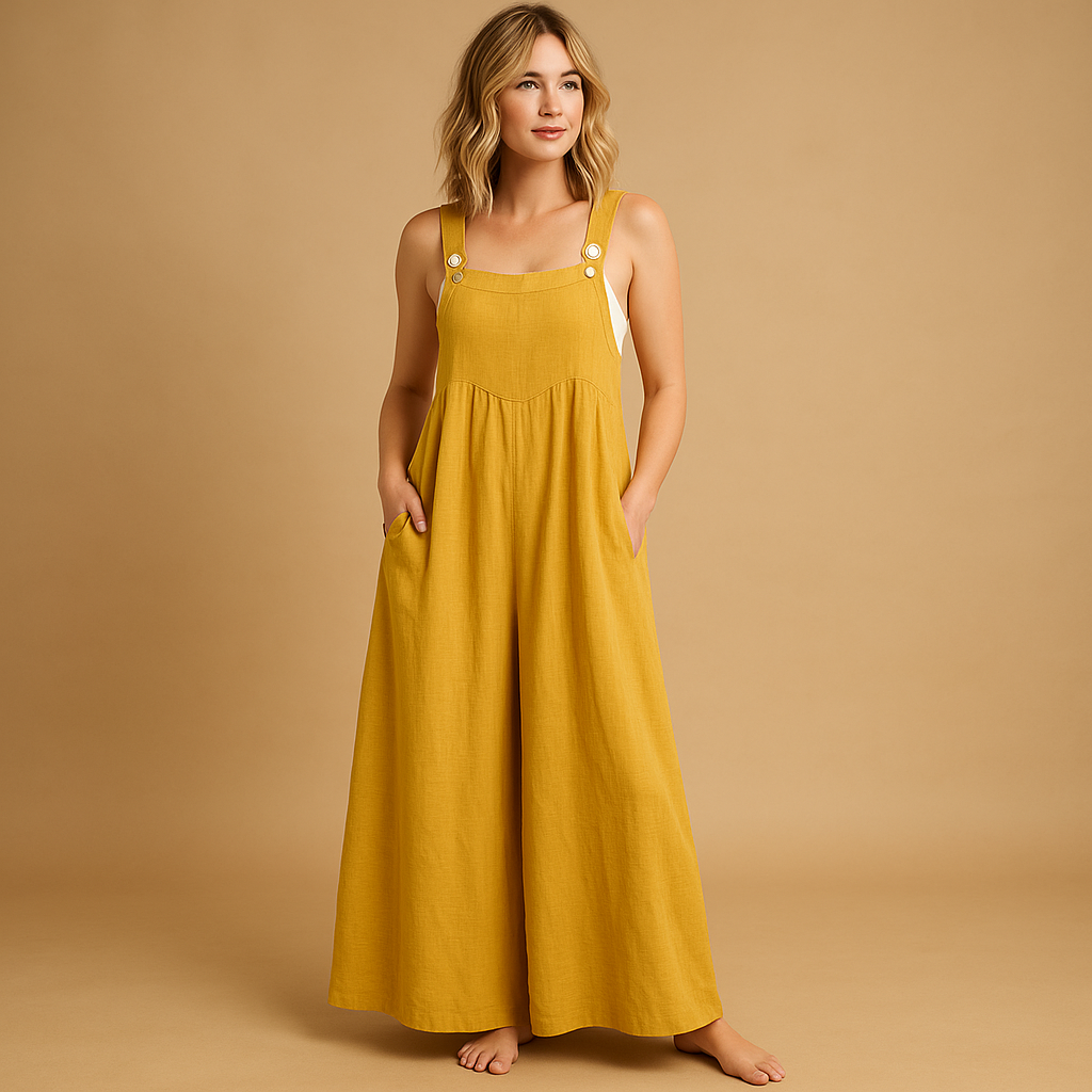 Cotton relaxed-fit dungaree jumpsuit for women | Alona 4