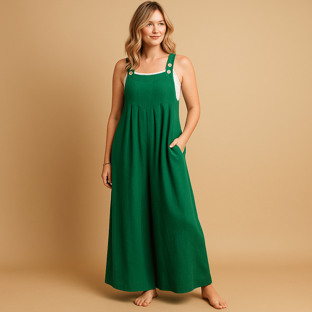 Cotton relaxed-fit dungaree jumpsuit for women | Alona 5