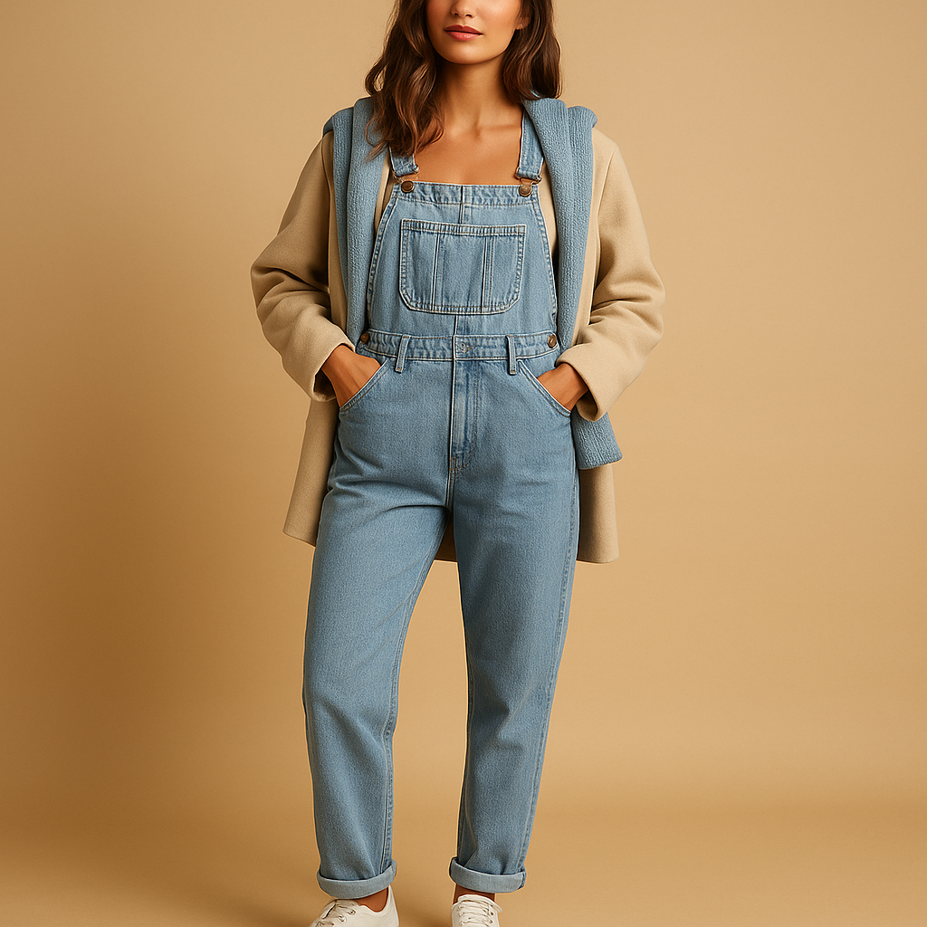 Denim dungaree with adjustable straps for women | Harper 2