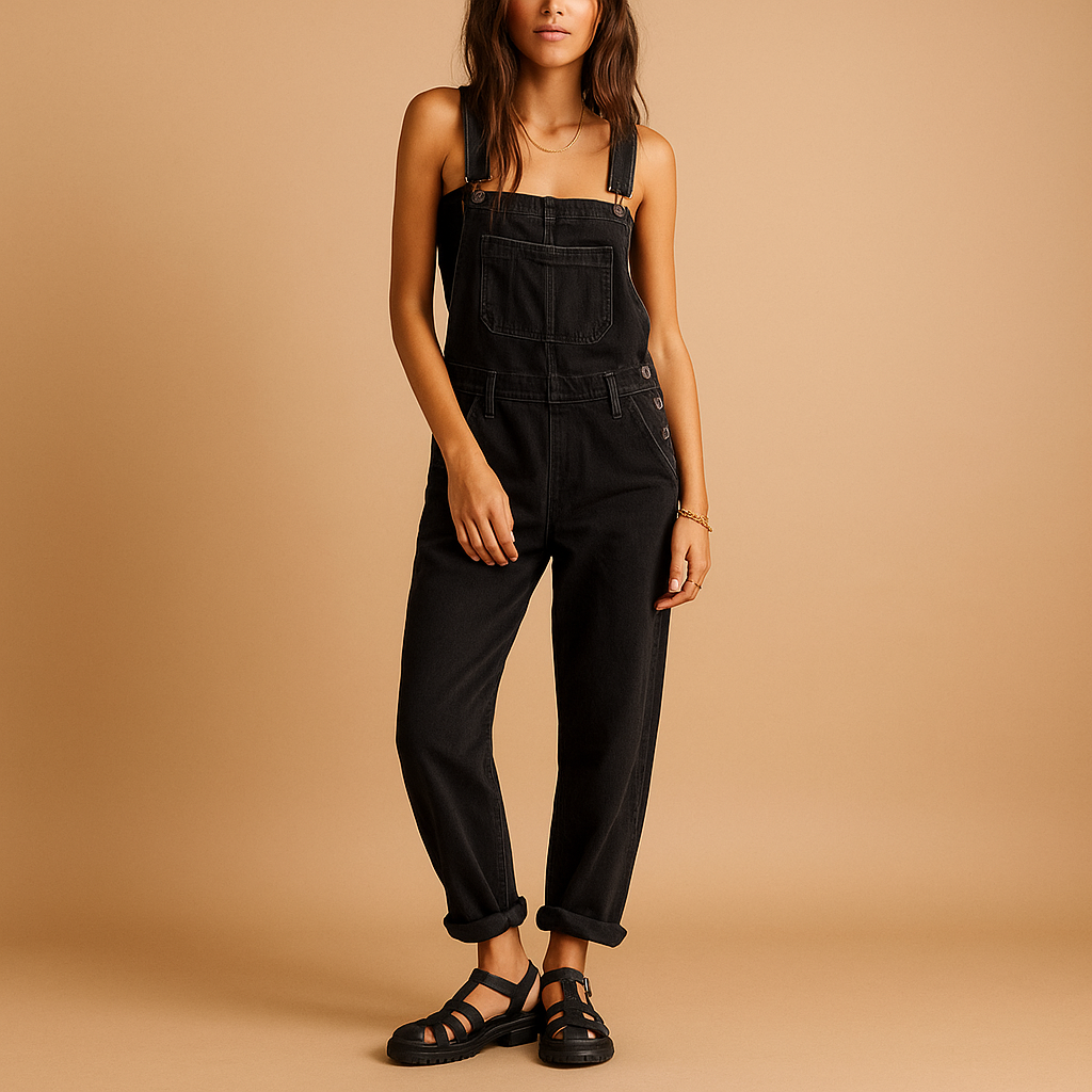 Denim dungaree with adjustable straps for women | Harper 3