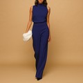 Halter-neck wide-leg jumpsuit with tie detail for women | Isabelle 0