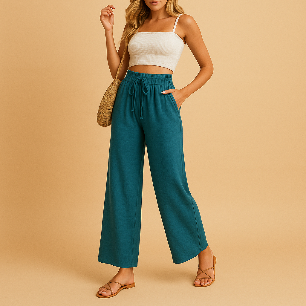 High-waisted lounge pants with straight leg for women | Talia 0