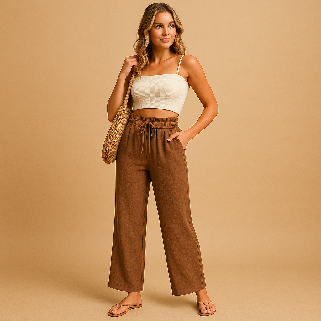 High-waisted lounge pants with straight leg for women | Talia 2