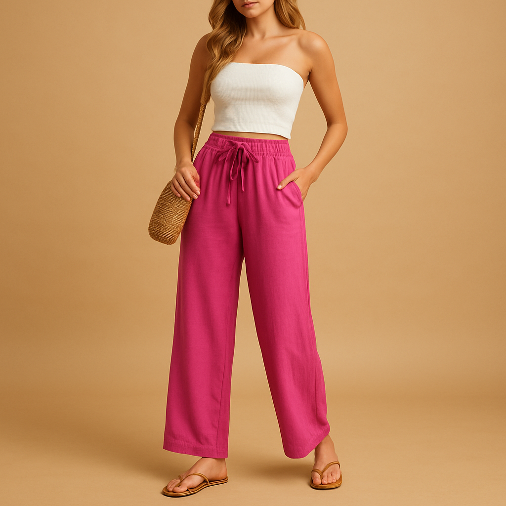 High-waisted lounge pants with straight leg for women | Talia 3