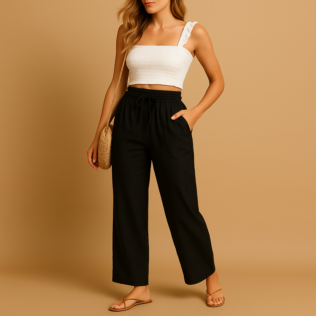 High-waisted lounge pants with straight leg for women | Talia 7