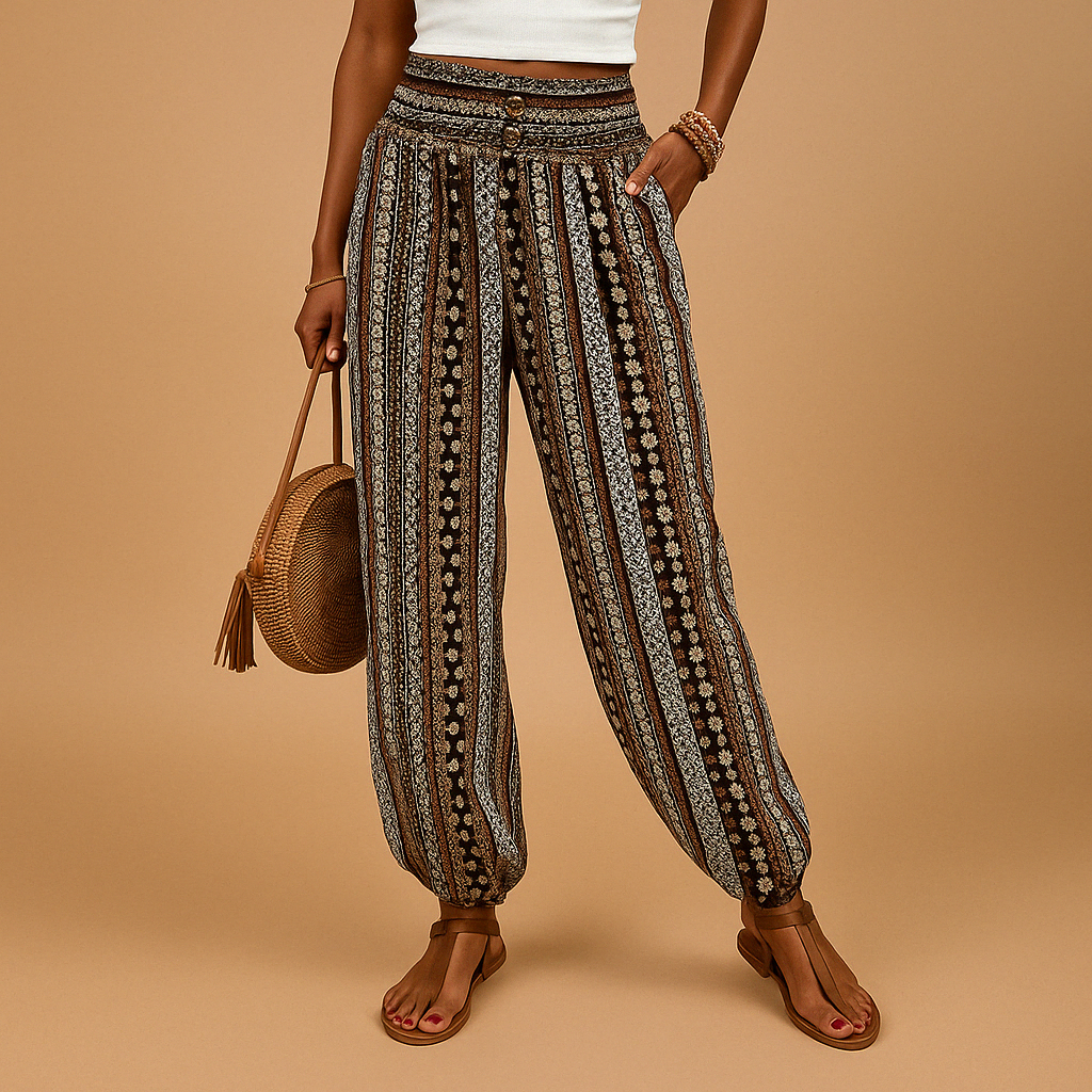 High-waisted wide leg boho pants for women | Isla 0