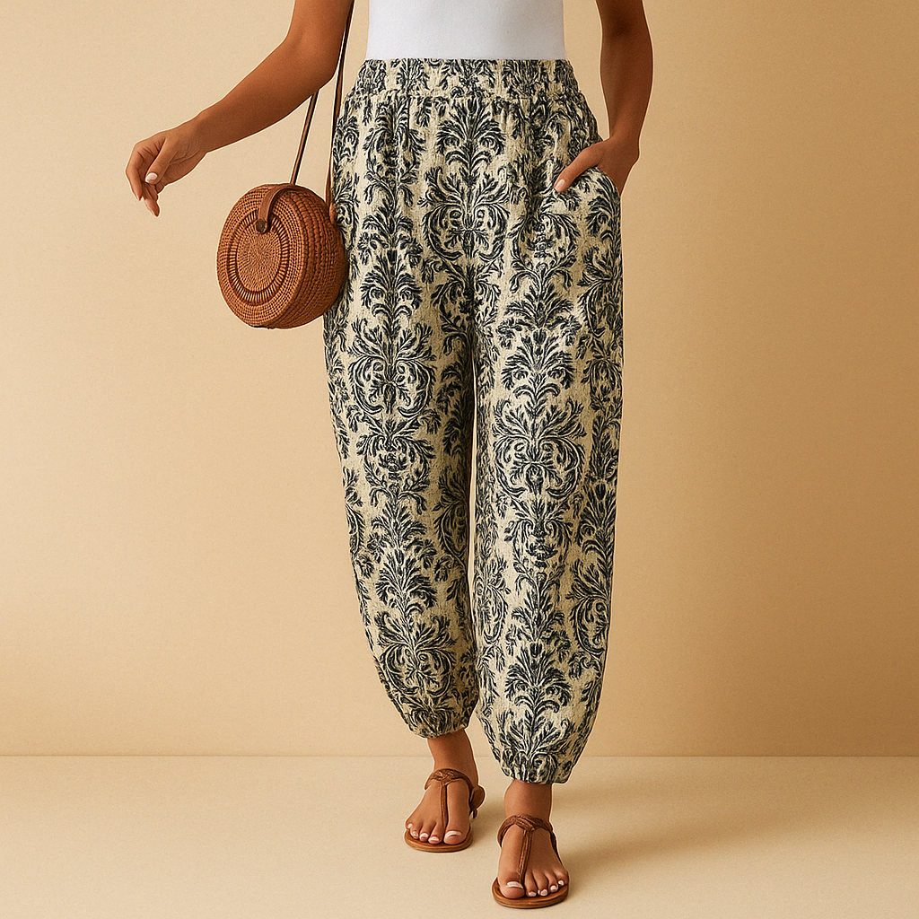 High-waisted wide leg boho pants for women | Isla 2