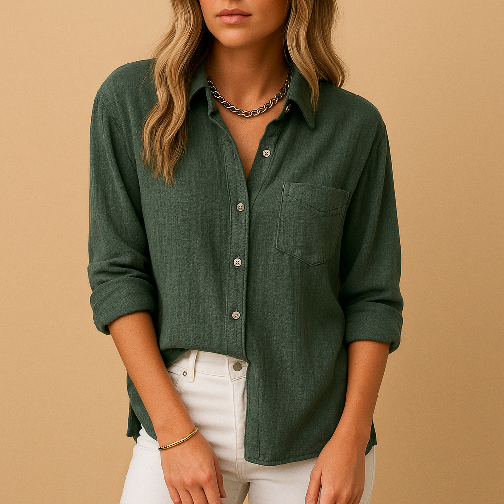 Long sleeve shirt blouse with pockets for women | Clara 3
