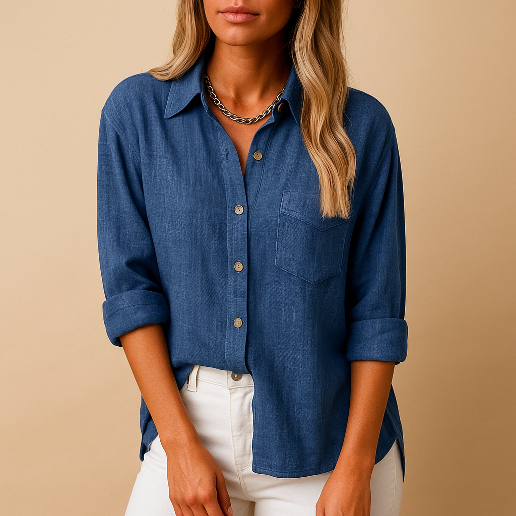 Long sleeve shirt blouse with pockets for women | Clara 5
