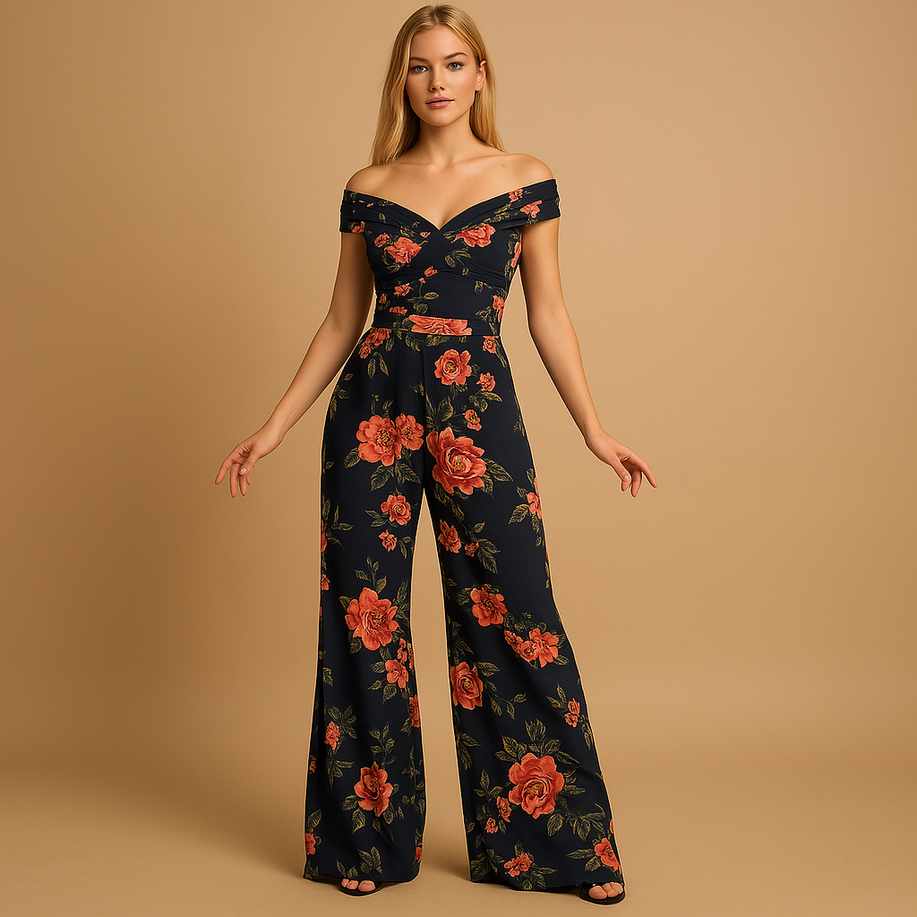 Off-shoulder floral jumpsuit for women | Juliette 1
