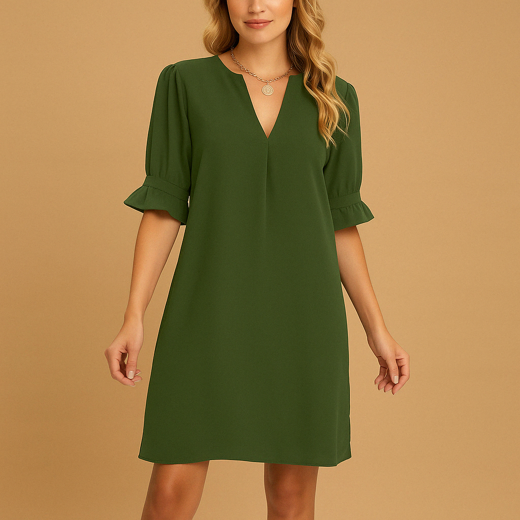 Pleated midi dress with half sleeves for women | Fenna 4