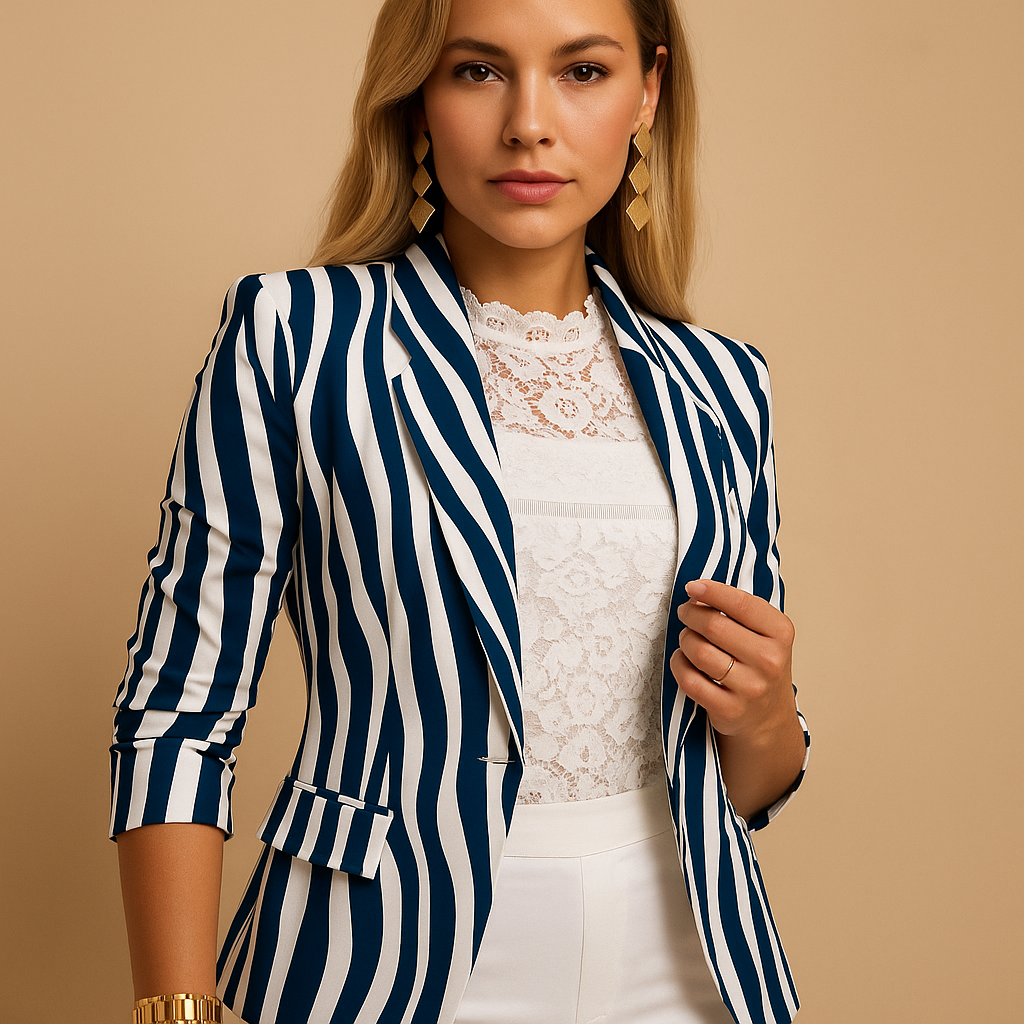 Printed shawl collar blazer for women | Nienke 2