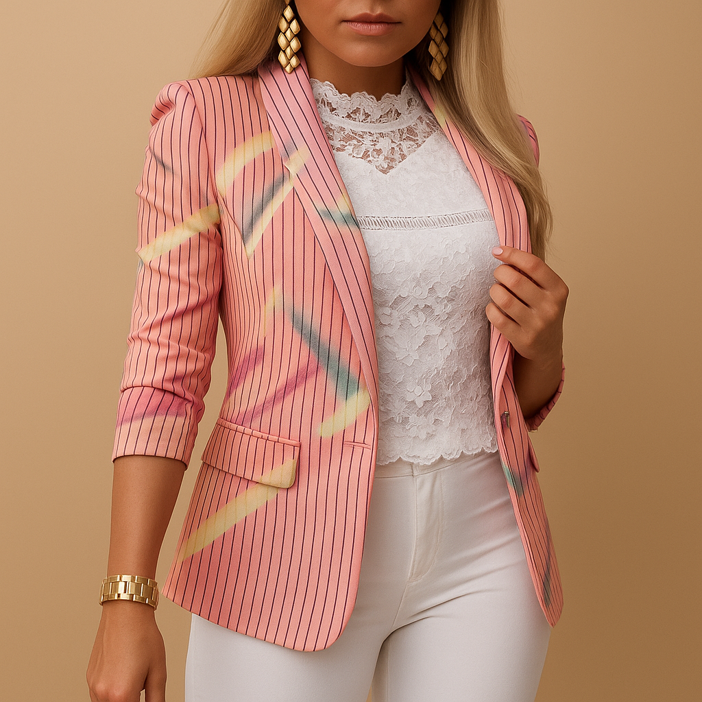Printed shawl collar blazer for women | Nienke 5
