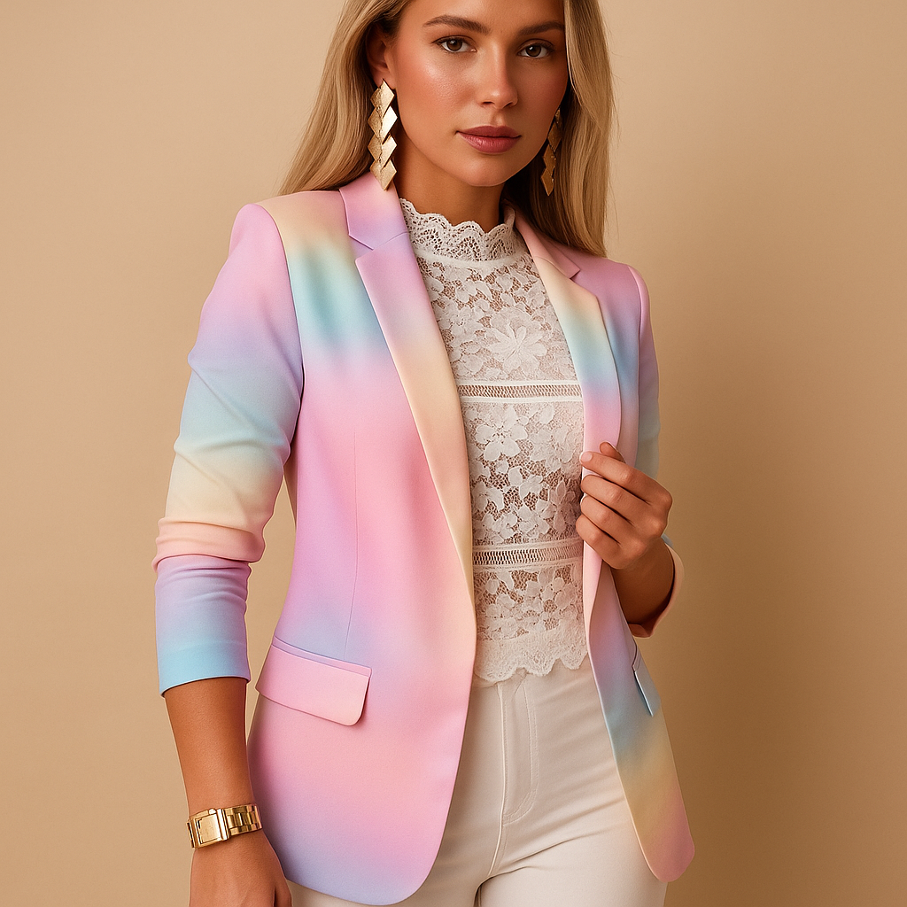 Printed shawl collar blazer for women | Nienke 6