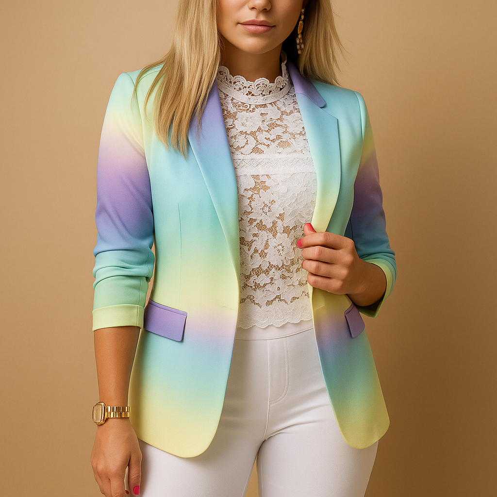 Printed shawl collar blazer for women | Nienke 7