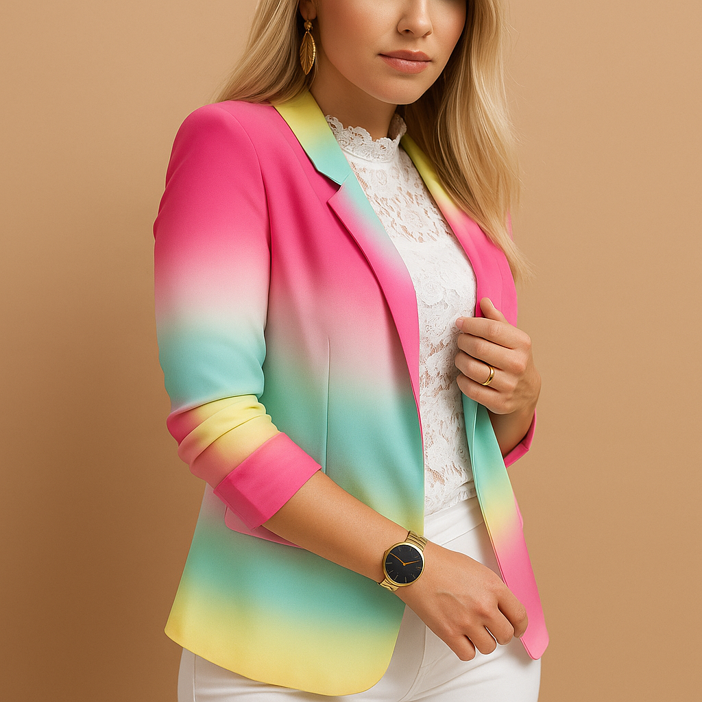 Printed shawl collar blazer for women | Nienke 8