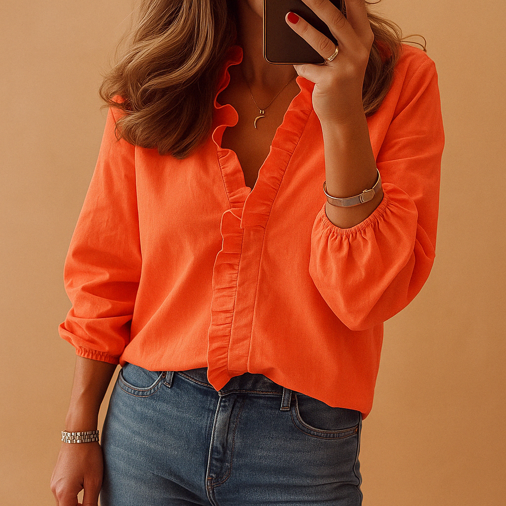 Ruffled elegant blouse for women | Clara 0