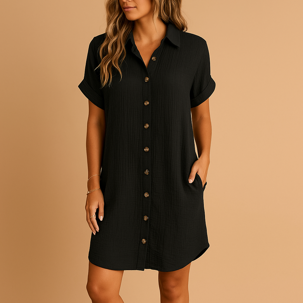 Shirt-style midi dress with belt detail for women | Valeria 1