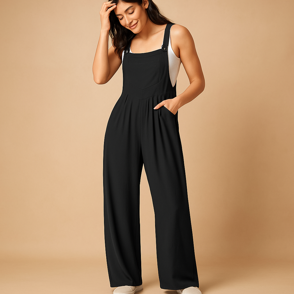 Sleeveless casual jumpsuit with pockets for women | Yolanda 1